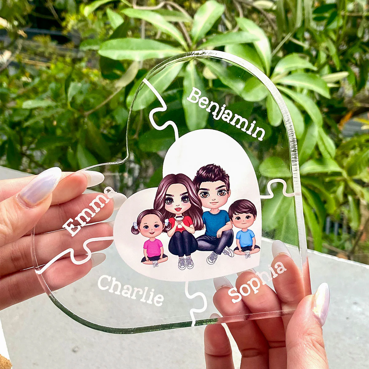 Together We Make A Family Puzzle Heart Personalized Acrylic Heart Plaque - Image 3