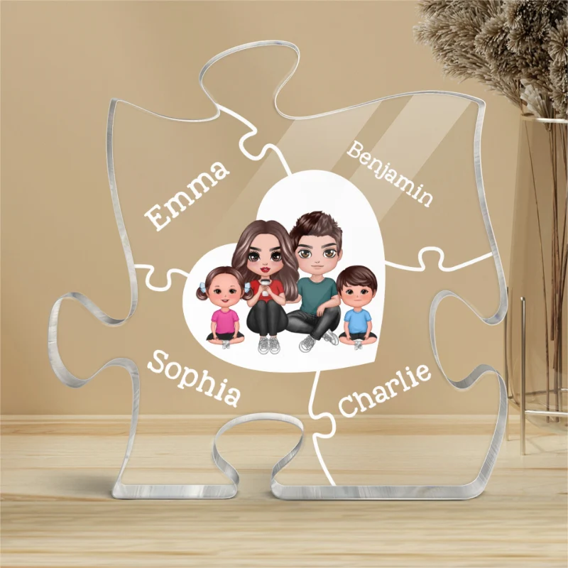 Together We Make A Family Puzzle Heart Personalized Acrylic Puzzle Plaque - Image 4