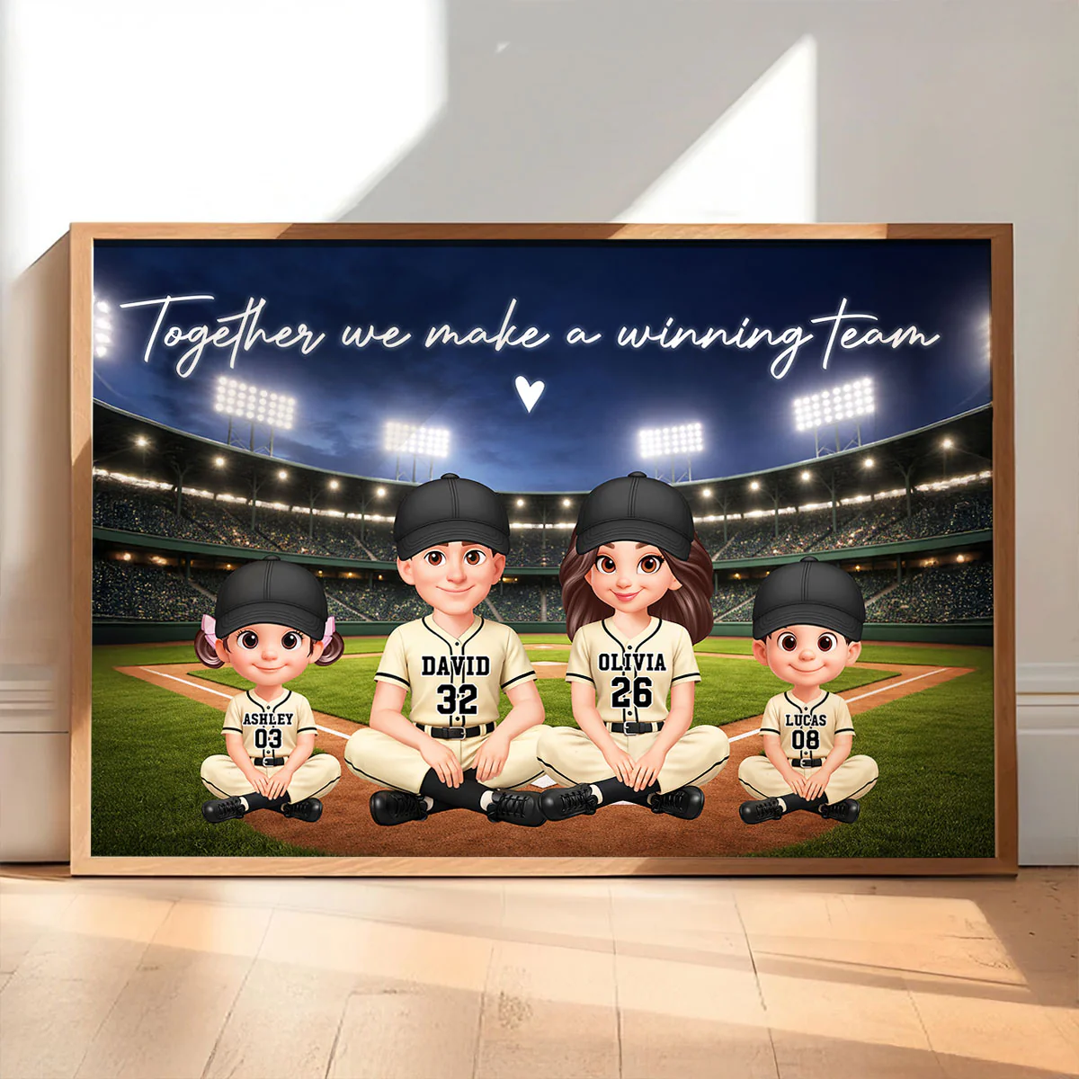 Together We Make A Winning Team Baseball Family - Personalized Poster - Heartfelt Gift For Dad, Gift For Family