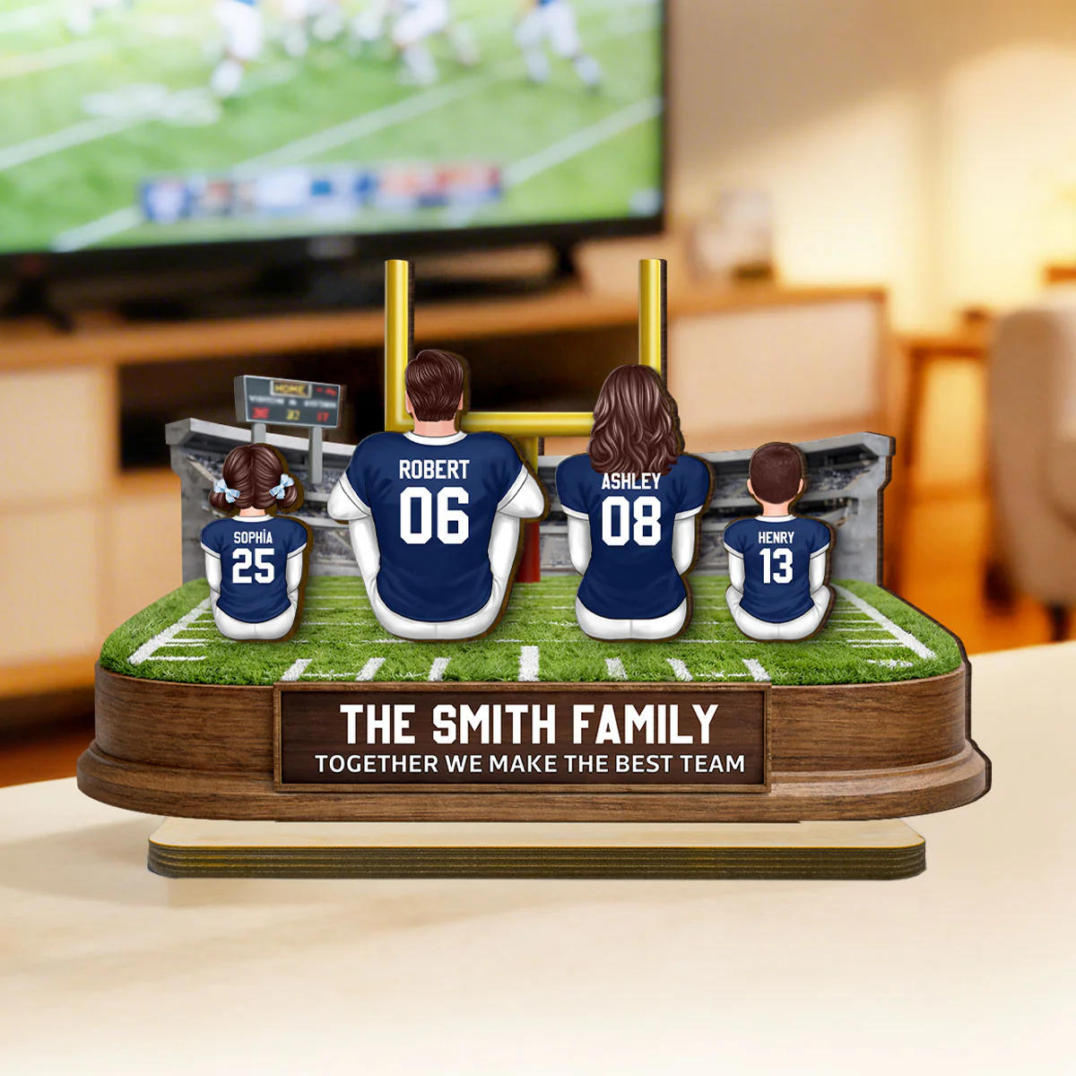 Together We Make A Winning Team Football Family - Personalized 2-Layered Wooden Plaque - Gift For Mom, Dad, Family - Image 2