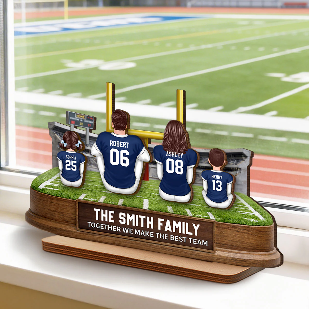 Together We Make A Winning Team Football Family - Personalized 2-Layered Wooden Plaque - Gift For Mom, Dad, Family - Image 3