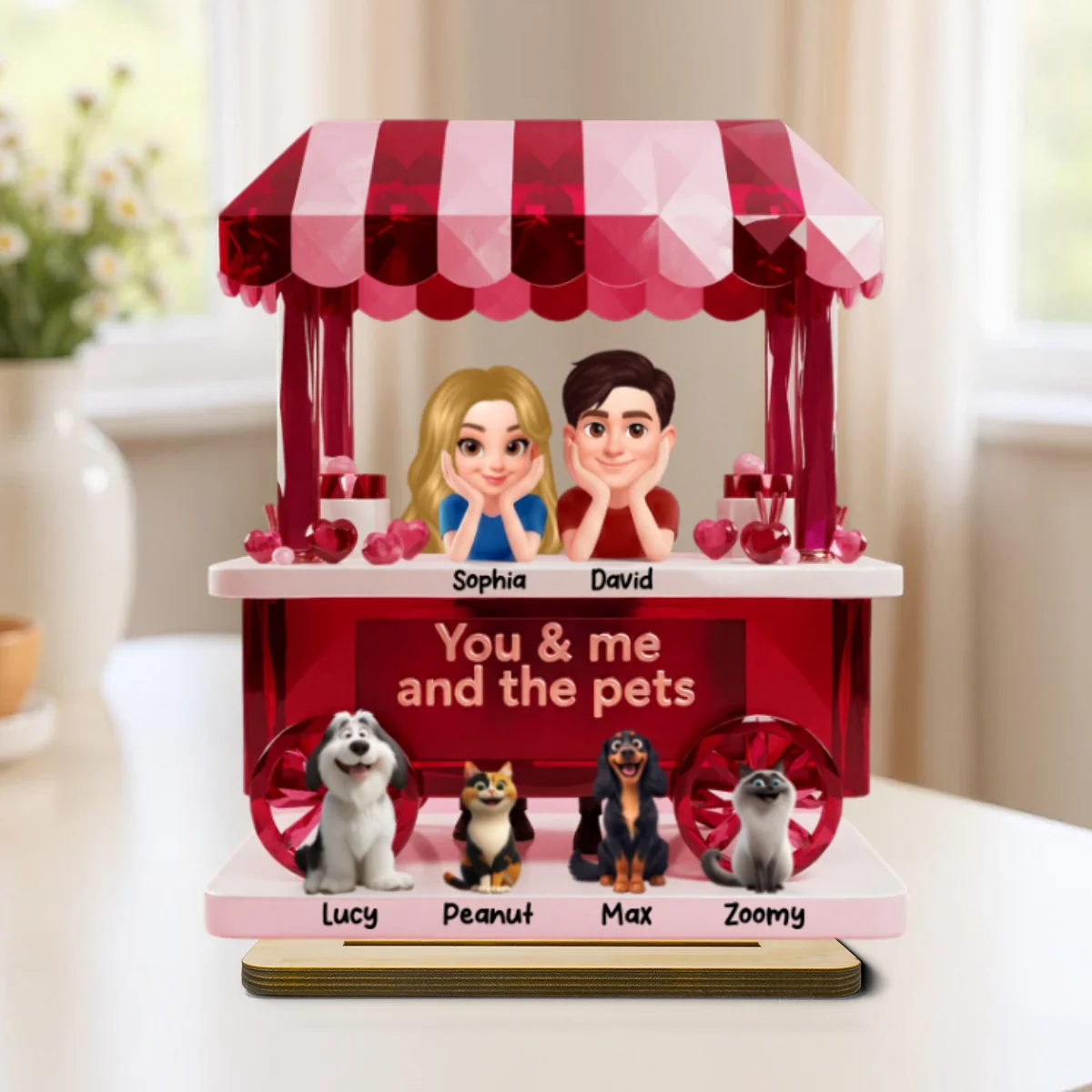 Together With Our Pets - Personalized 2-Layered Wooden Plaque - Valentine's Gift For Him, For Her, For Couple - Image 10