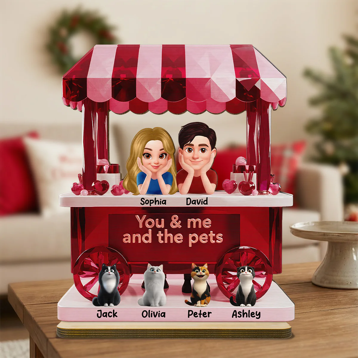 Together With Our Pets - Personalized 2-Layered Wooden Plaque - Valentine's Gift For Him, For Her, For Couple - Image 4
