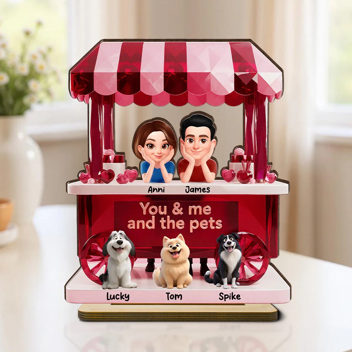 Together With Our Pets - Personalized 2-Layered Wooden Plaque - Valentine's Gift For Him, For Her, For Couple - Image 6