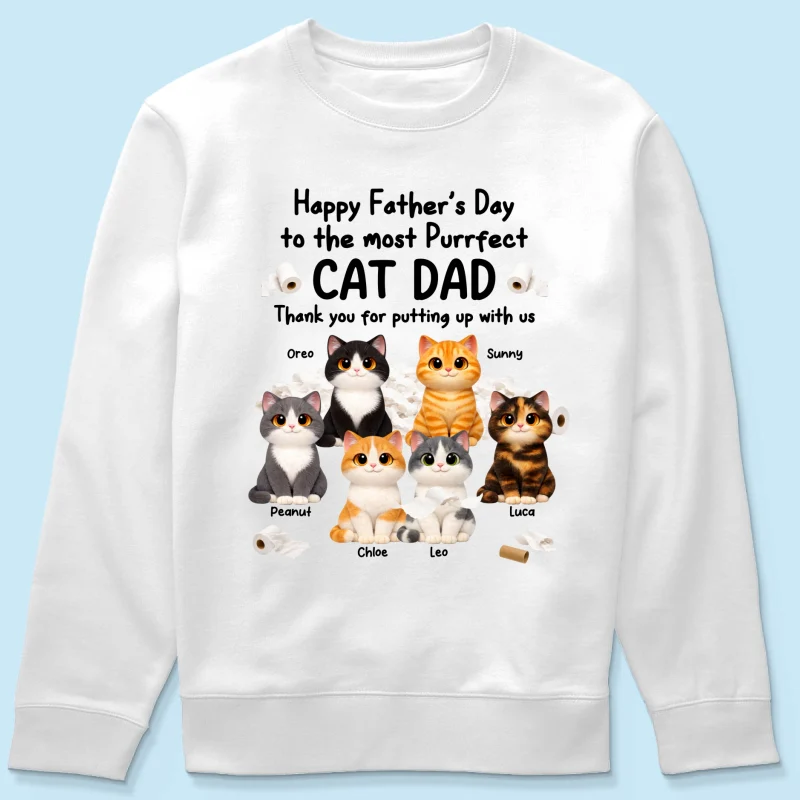 Toilet Papers Cute Fluffy Cats Happy Father's Day Thanks For Putting Up With Us - Personalized Shirt - Funny Father's Day Gift For Cat Dad, Cat Lovers - Image 15