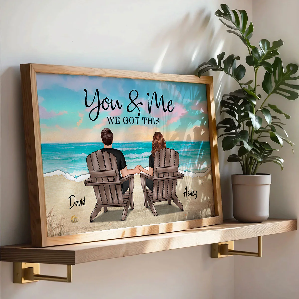 Torn Paper Patterned Couple Beach Landscape Personalized Poster - Image 10