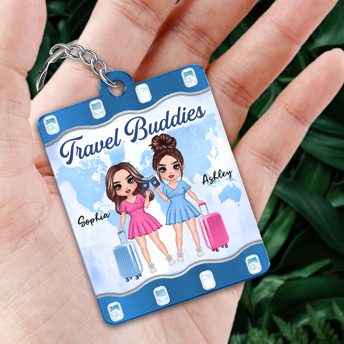 Travel Besties Personalized Acrylic Keychain - Image 2