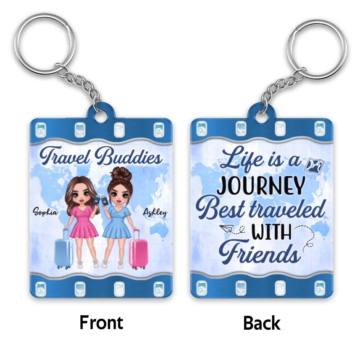 Travel Besties Personalized Acrylic Keychain - Image 4