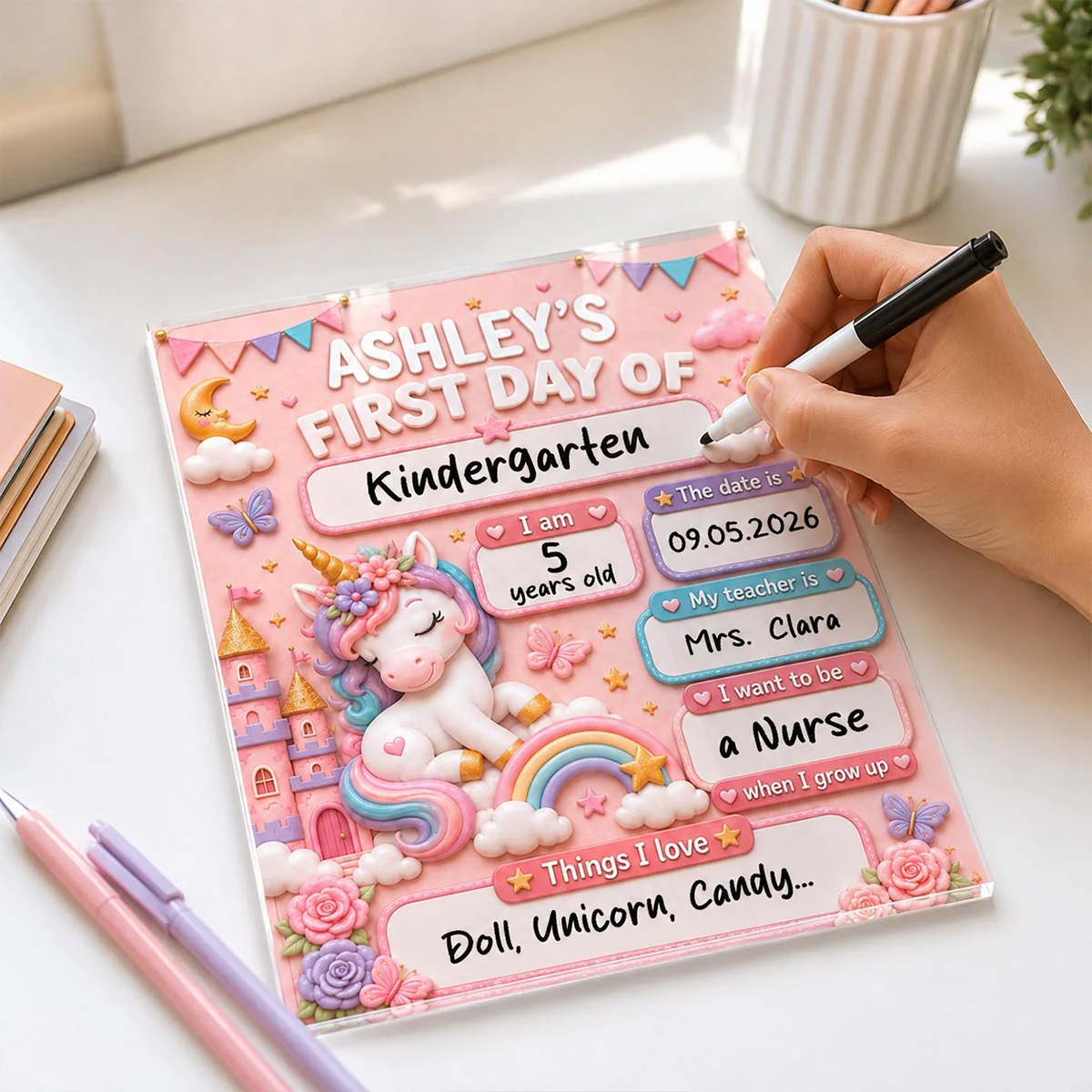 Trending Animals For Boys Girls - First Day Of School Personalized Board Sign - Editable, Reusable Back To School Sign - Image 2