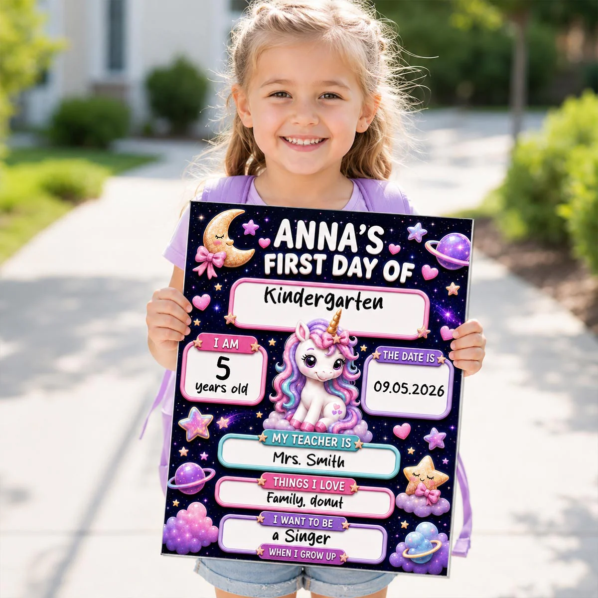 Trending Animals For Boys Girls - First Day Of School Personalized Board Sign - Editable, Reusable Back To School Sign - Image 5