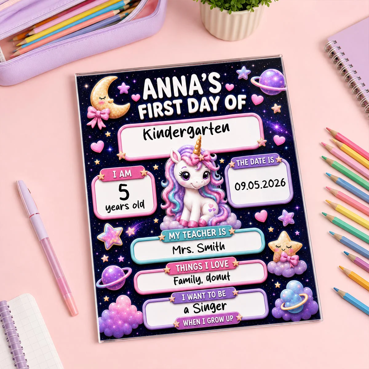 Trending Animals For Boys Girls - First Day Of School Personalized Board Sign - Editable, Reusable Back To School Sign - Image 7