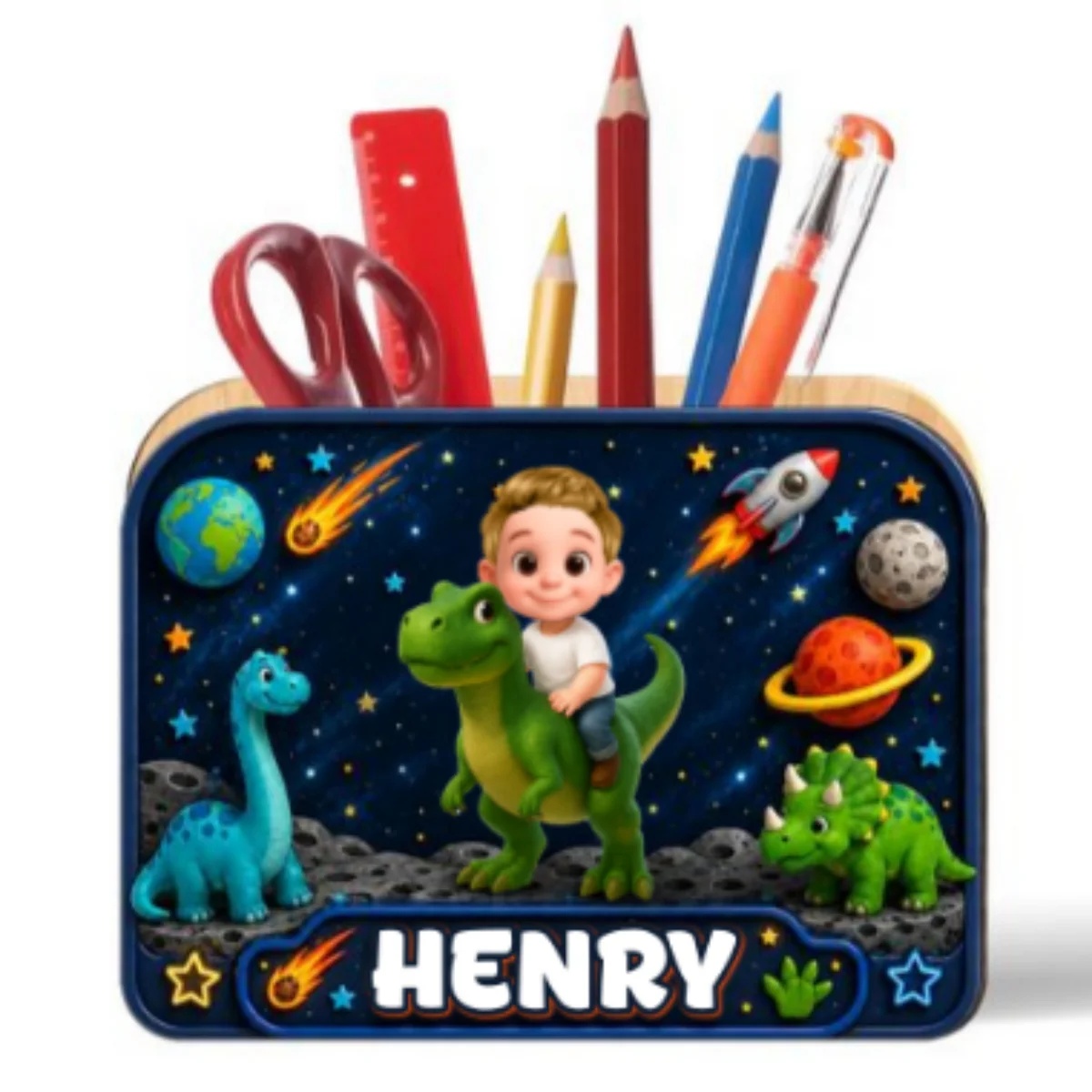 Trending Dinosaur Kid - Personalized Pencil Holder - Back To School Gift For Kid, Girl, Boy - Image 9