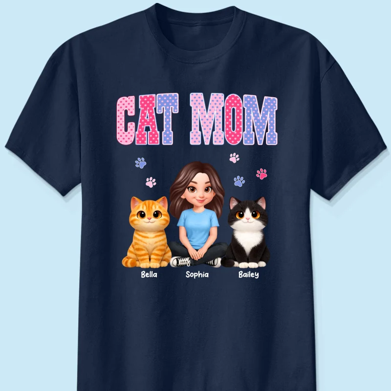 Trending 2026 Polka Dot Pattern Spring Summer Vibe Cat Mom - Personalized Shirt - Mother's Day Gift For Cat Mom - Image 15
