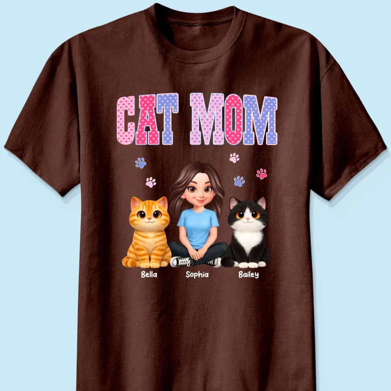 Trending 2026 Polka Dot Pattern Spring Summer Vibe Cat Mom - Personalized Shirt - Mother's Day Gift For Cat Mom - Image 31