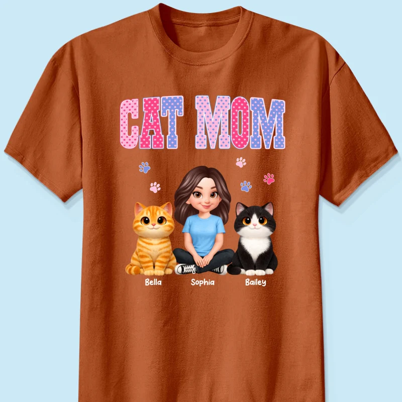 Trending 2026 Polka Dot Pattern Spring Summer Vibe Cat Mom - Personalized Shirt - Mother's Day Gift For Cat Mom - Image 32