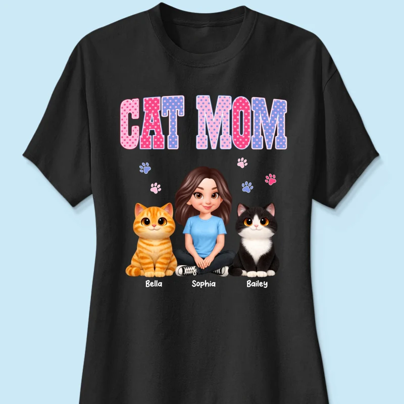 Trending 2026 Polka Dot Pattern Spring Summer Vibe Cat Mom - Personalized Shirt - Mother's Day Gift For Cat Mom - Image 33
