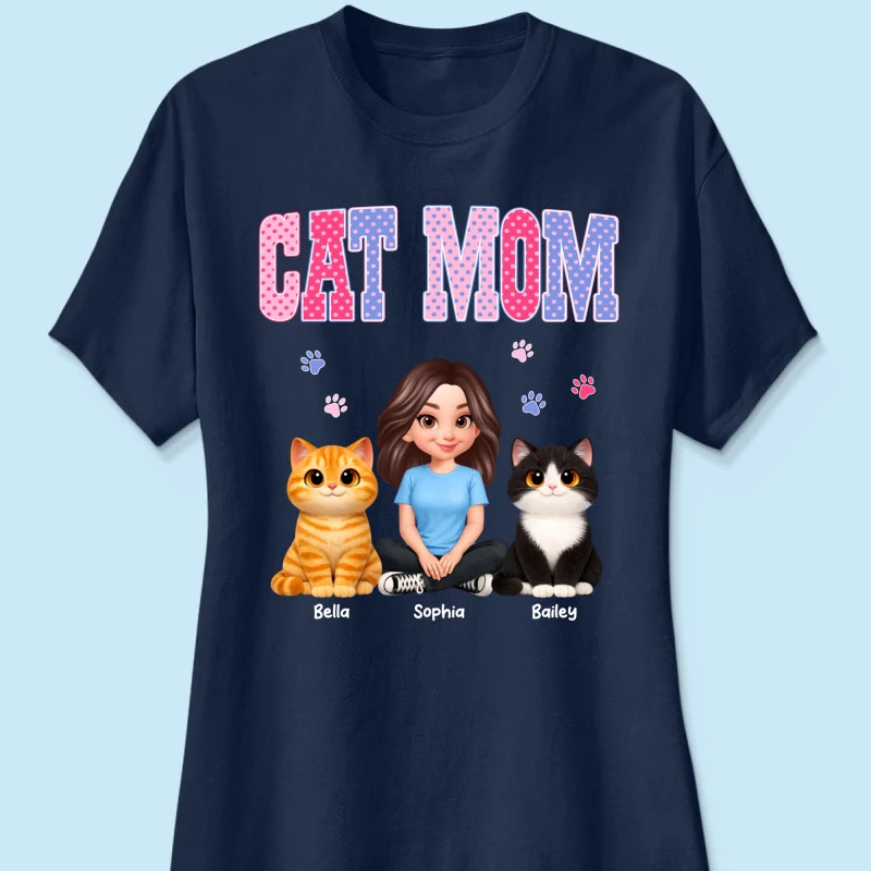 Trending 2026 Polka Dot Pattern Spring Summer Vibe Cat Mom - Personalized Shirt - Mother's Day Gift For Cat Mom - Image 34