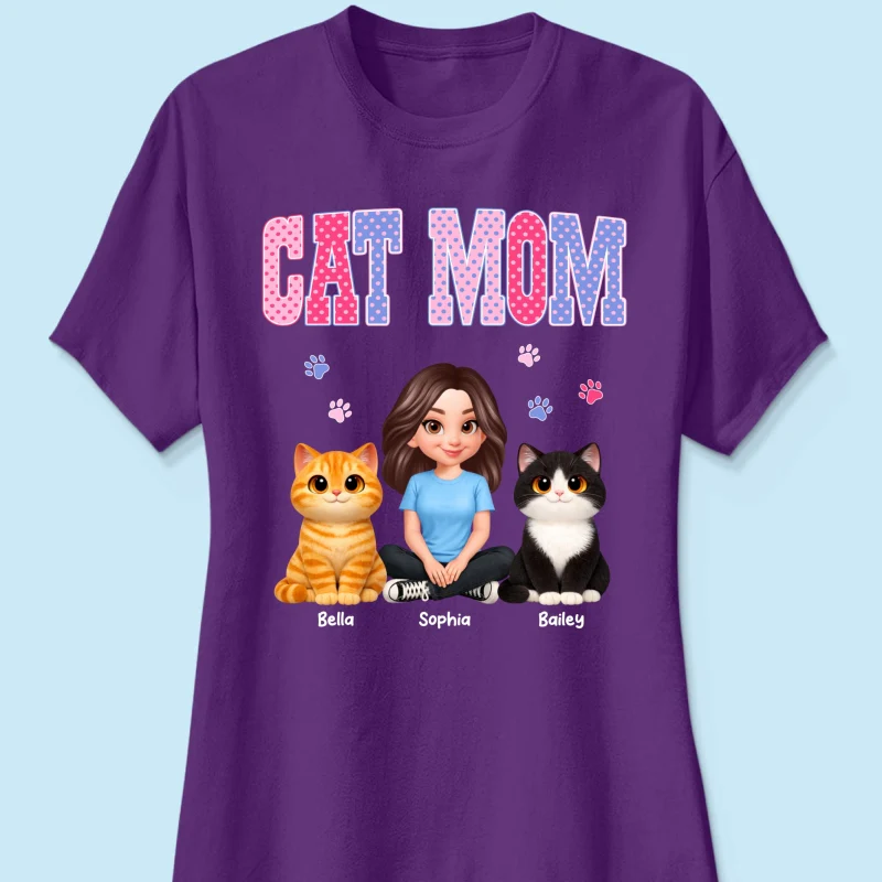 Trending 2026 Polka Dot Pattern Spring Summer Vibe Cat Mom - Personalized Shirt - Mother's Day Gift For Cat Mom - Image 36