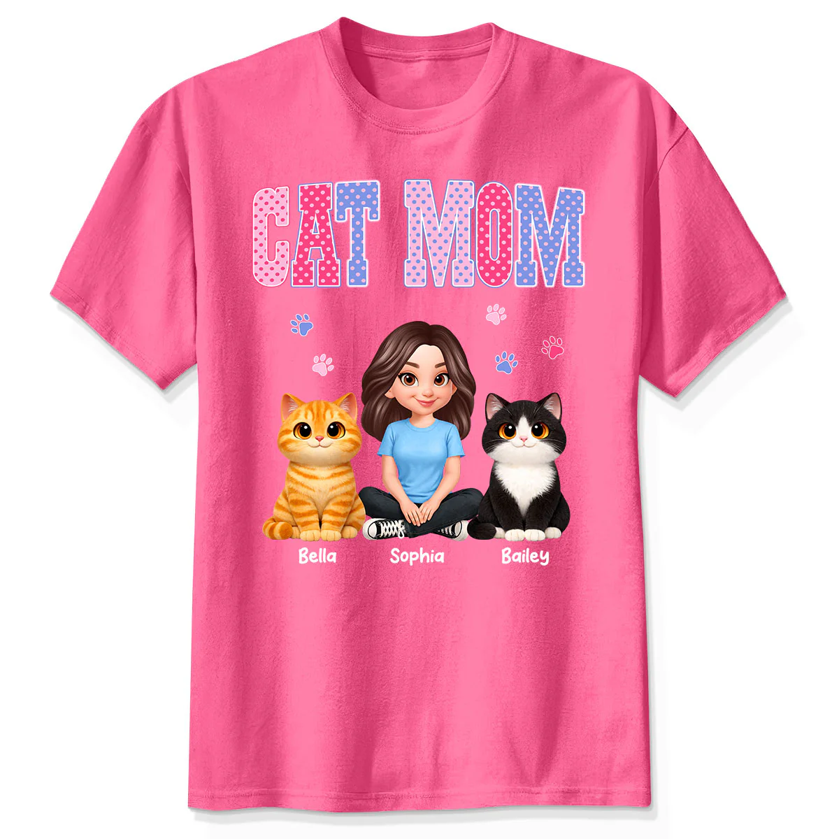 Trending 2026 Polka Dot Pattern Spring Summer Vibe Cat Mom - Personalized Shirt - Mother's Day Gift For Cat Mom - Image 4