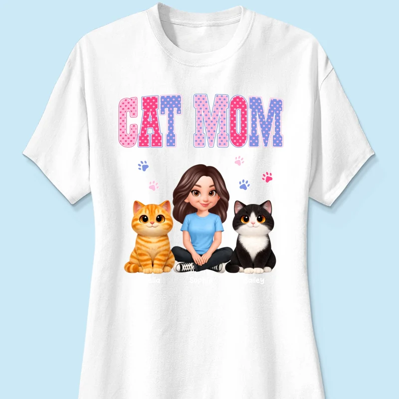 Trending 2026 Polka Dot Pattern Spring Summer Vibe Cat Mom - Personalized Shirt - Mother's Day Gift For Cat Mom - Image 41