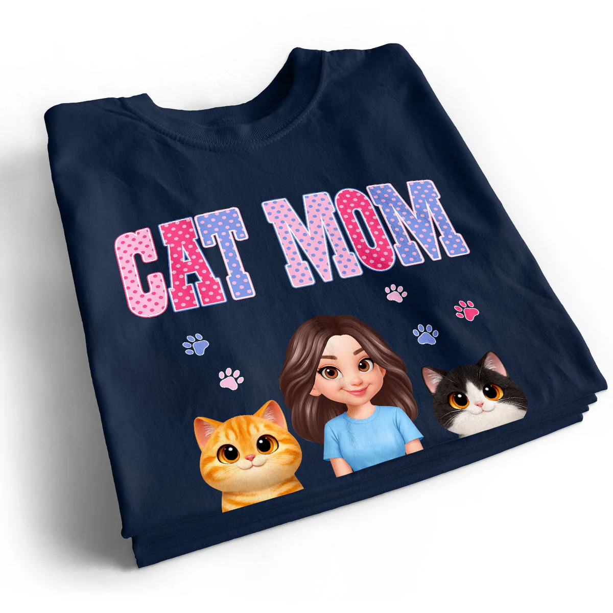 Trending 2026 Polka Dot Pattern Spring Summer Vibe Cat Mom - Personalized Shirt - Mother's Day Gift For Cat Mom - Image 5