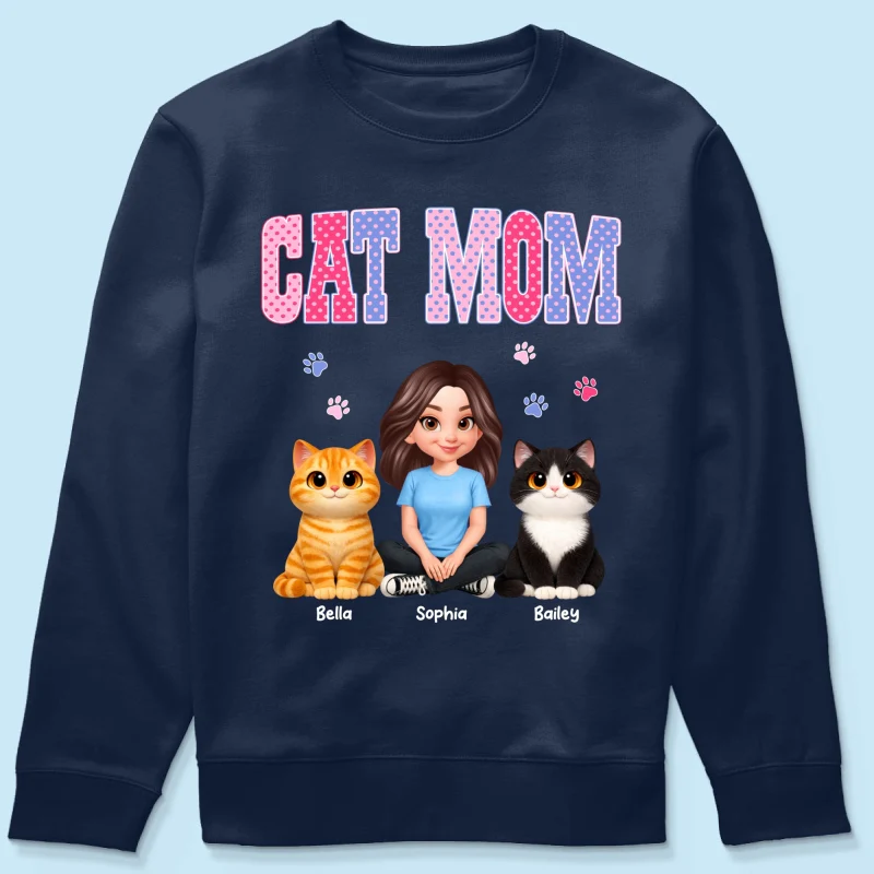Trending 2026 Polka Dot Pattern Spring Summer Vibe Cat Mom - Personalized Shirt - Mother's Day Gift For Cat Mom - Image 64