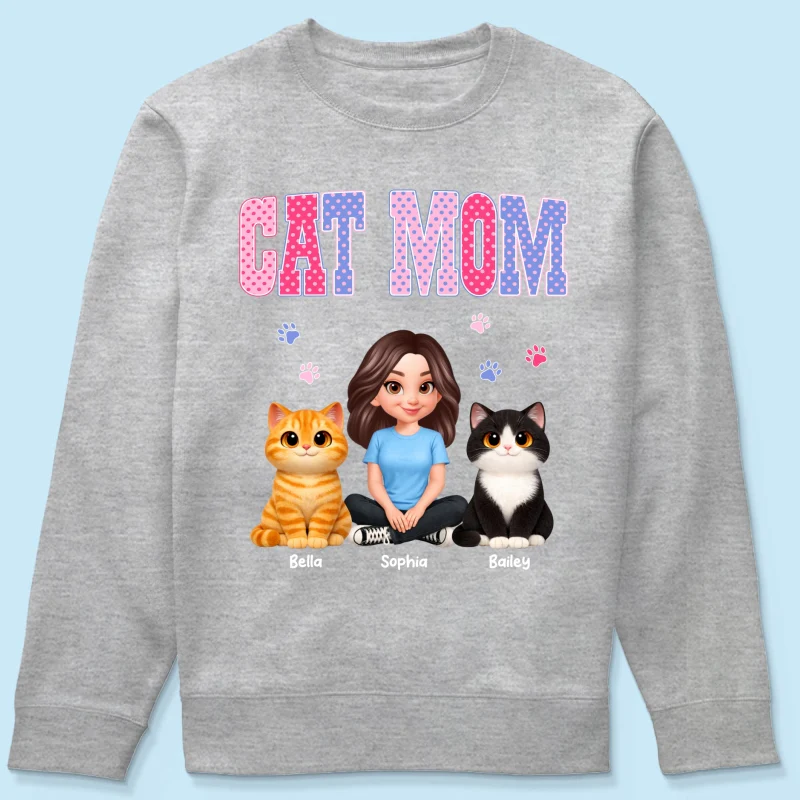 Trending 2026 Polka Dot Pattern Spring Summer Vibe Cat Mom - Personalized Shirt - Mother's Day Gift For Cat Mom - Image 71