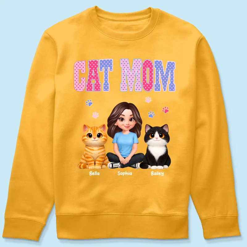 Trending 2026 Polka Dot Pattern Spring Summer Vibe Cat Mom - Personalized Shirt - Mother's Day Gift For Cat Mom - Image 73
