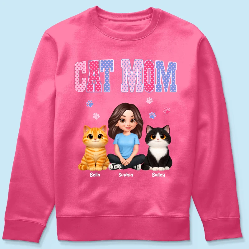 Trending 2026 Polka Dot Pattern Spring Summer Vibe Cat Mom - Personalized Shirt - Mother's Day Gift For Cat Mom - Image 75