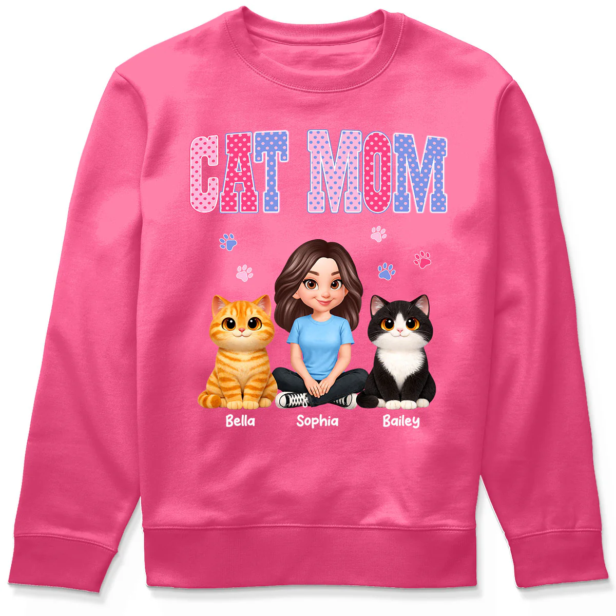Trending 2026 Polka Dot Pattern Spring Summer Vibe Cat Mom - Personalized Shirt - Mother's Day Gift For Cat Mom - Image 9