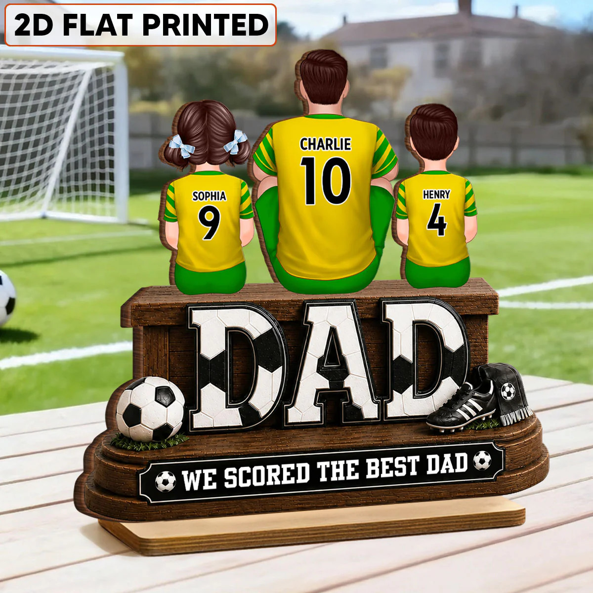 Trending Soccer Dad We Scored The Best Dad - Personalized 2-Layered Wooden Plaque - Gift For Dad, Husband, Soccer Lovers - Image 2