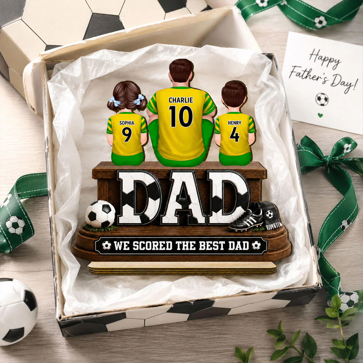 Trending Soccer Dad We Scored The Best Dad - Personalized 2-Layered Wooden Plaque - Gift For Dad, Husband, Soccer Lovers - Image 3