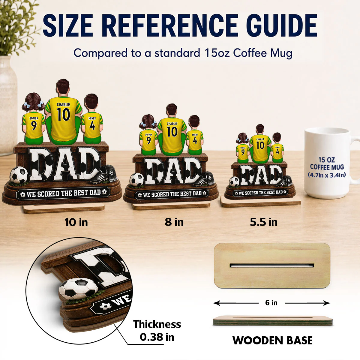 Trending Soccer Dad We Scored The Best Dad - Personalized 2-Layered Wooden Plaque - Gift For Dad, Husband, Soccer Lovers - Image 4