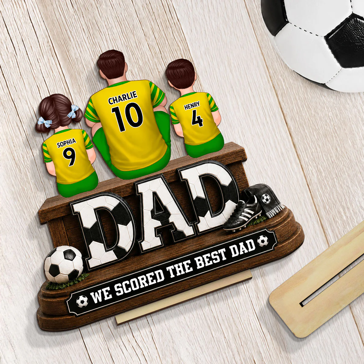 Trending Soccer Dad We Scored The Best Dad - Personalized 2-Layered Wooden Plaque - Gift For Dad, Husband, Soccer Lovers - Image 5