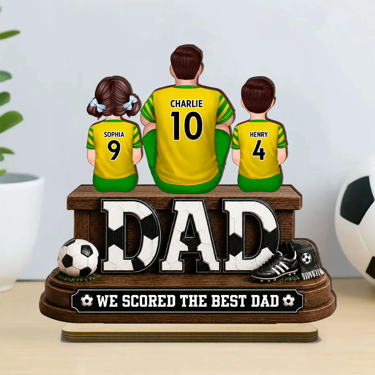 Trending Soccer Dad We Scored The Best Dad - Personalized 2-Layered Wooden Plaque - Gift For Dad, Husband, Soccer Lovers - Image 6