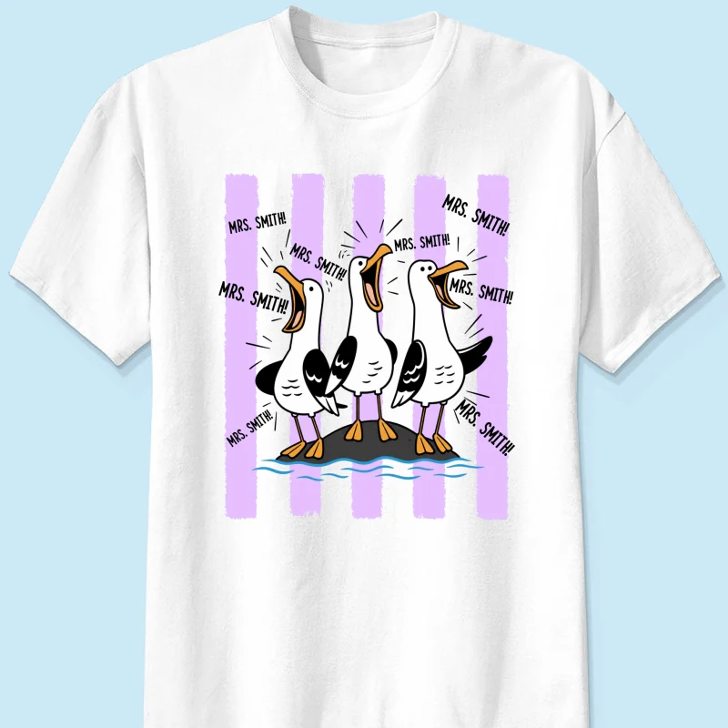 Trending Stripe Woman Style Seagulls Yelling Teacher - Personalized Shirt - Back To School Gift, Funny Shirt For Teacher - Image 9
