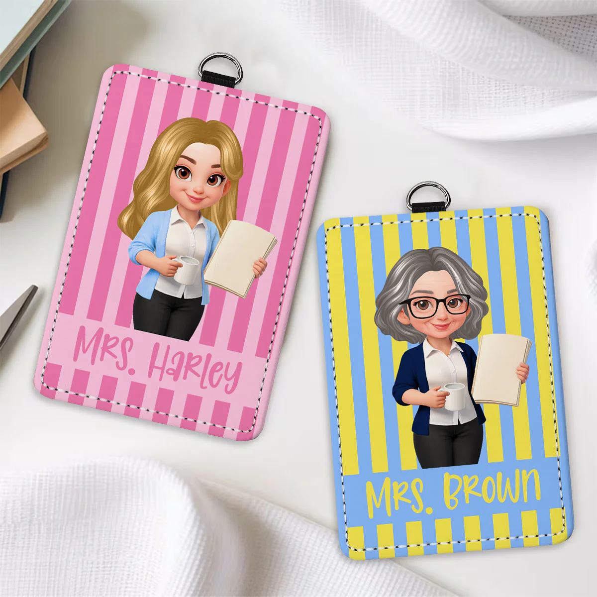 Trending Stripe Woman Style Teacher - Personalized ID Badge Holder - Back To School Gift For Teacher - Image 9