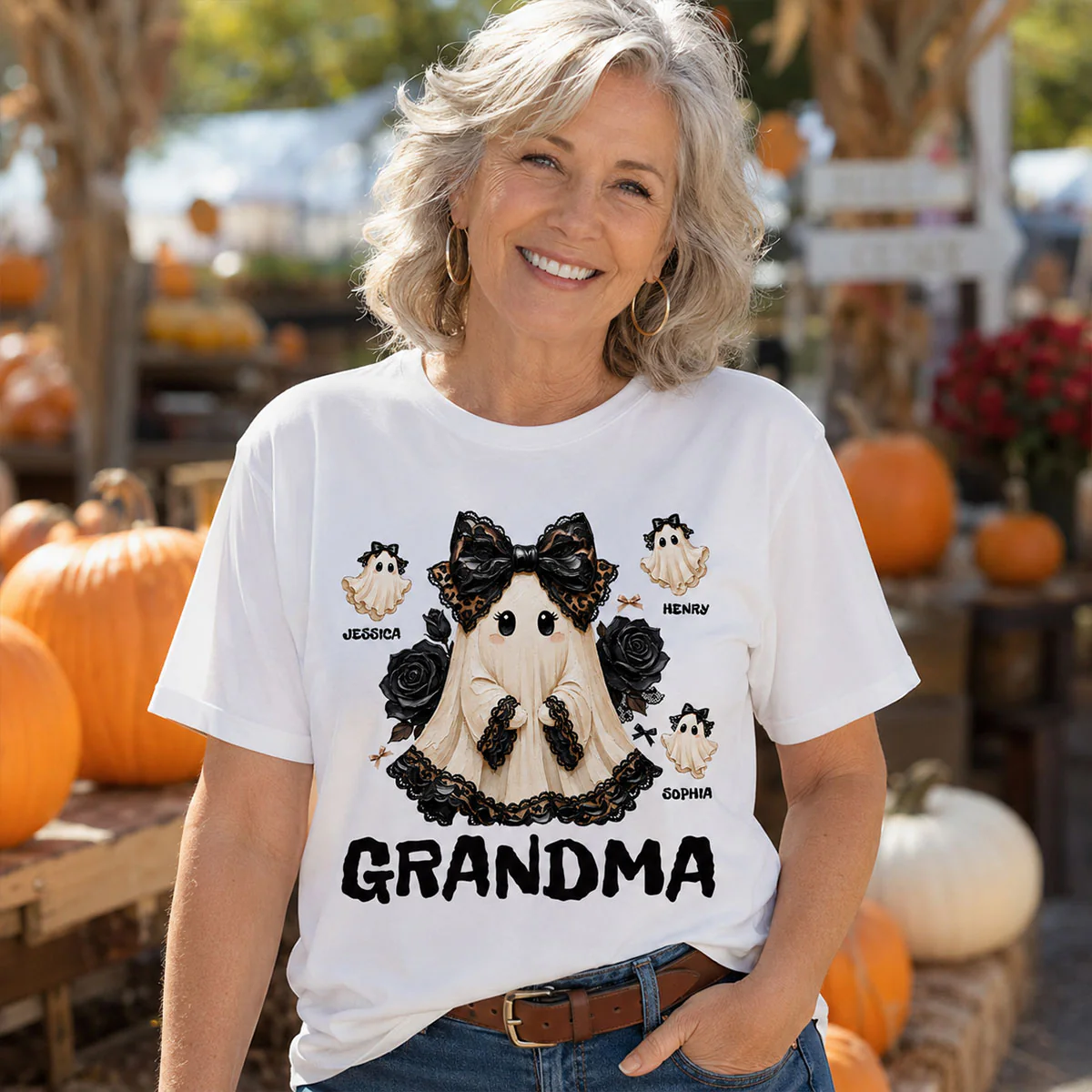 Trendy Boo Grandma Halloween - Personalized Shirt - Gift For Grandma, Nana - Image 2