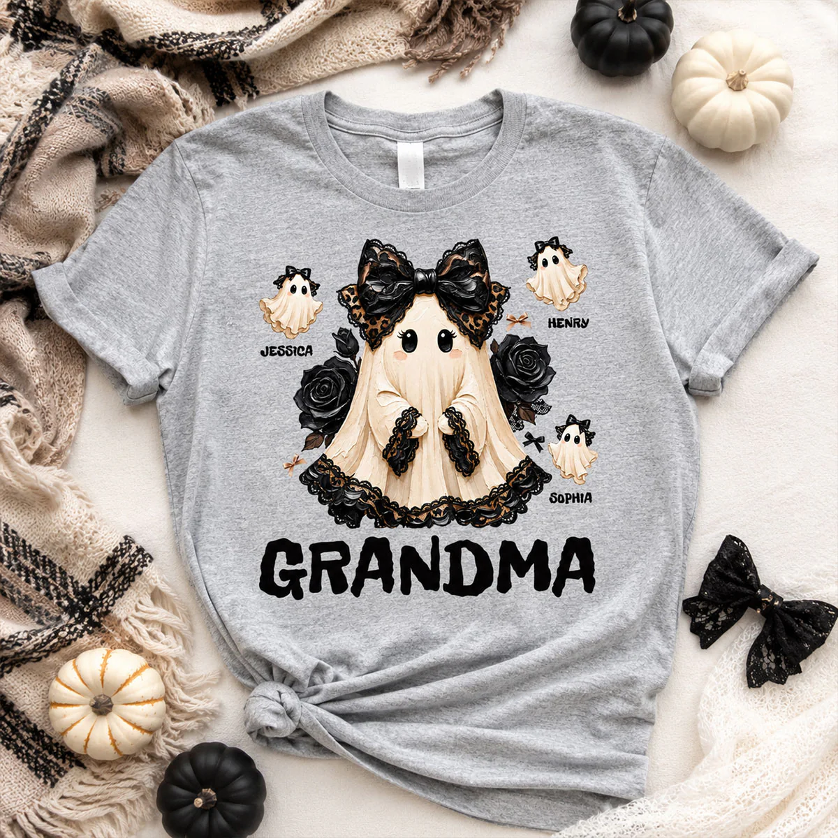 Trendy Boo Grandma Halloween - Personalized Shirt - Gift For Grandma, Nana - Image 5