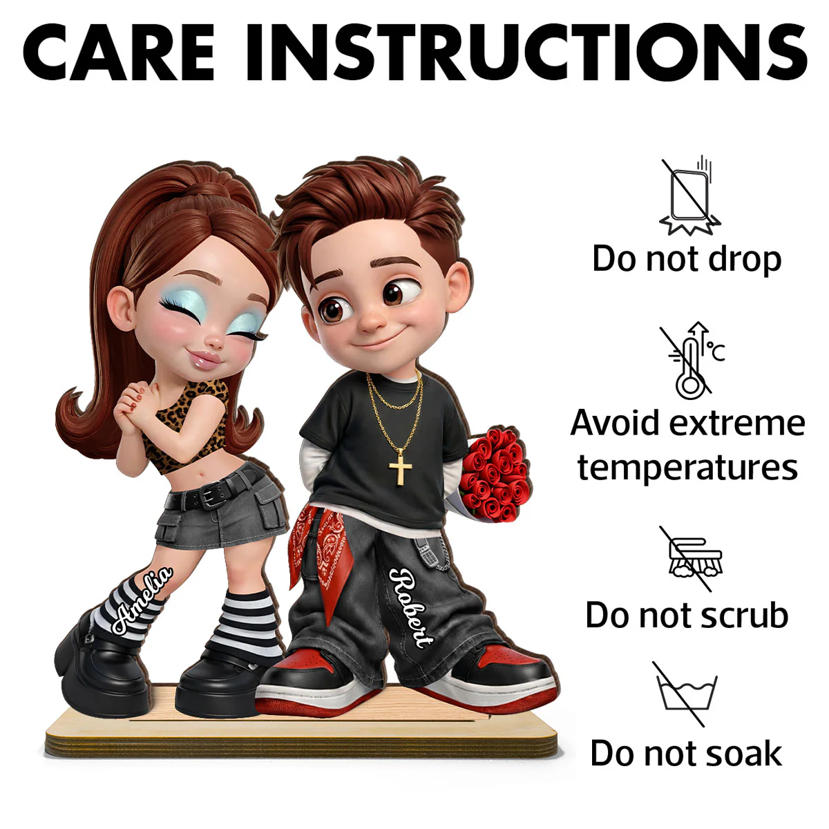 Trendy Y2K Couple - Personalized 2-Layered Wooden Plaque - Heartfelt Valentine's Day Gift For Him, Gift For Her - Image 10
