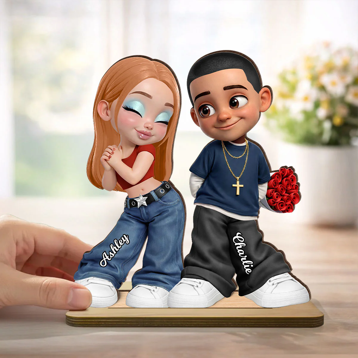 Trendy Y2K Couple - Personalized 2-Layered Wooden Plaque - Heartfelt Valentine's Day Gift For Him, Gift For Her - Image 7
