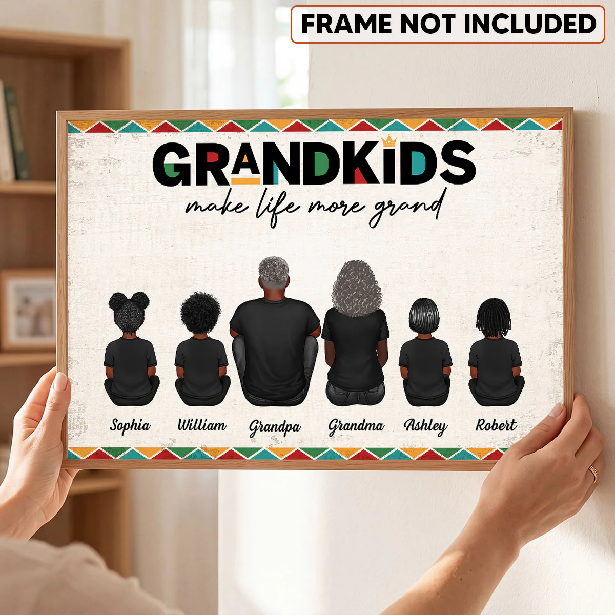 Tribal Pattern Grandkids Make Life Grand - Personalized Poster - Gift For National Grandparents Day - Image 5