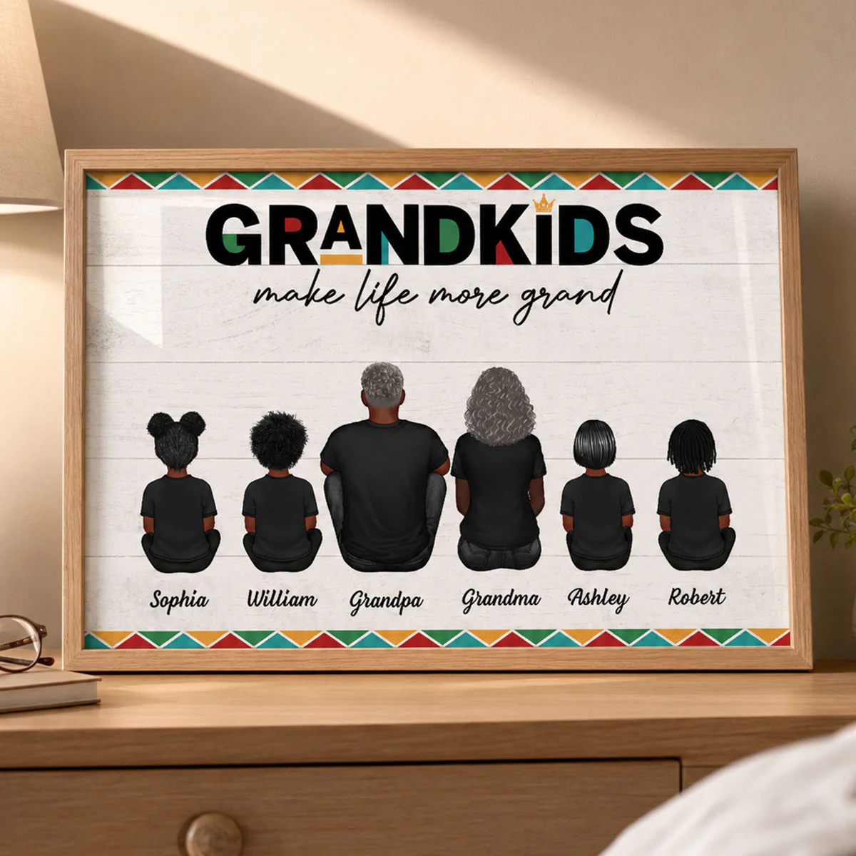 Tribal Pattern Grandkids Make Life Grand - Personalized Poster - Gift For National Grandparents Day - Image 8