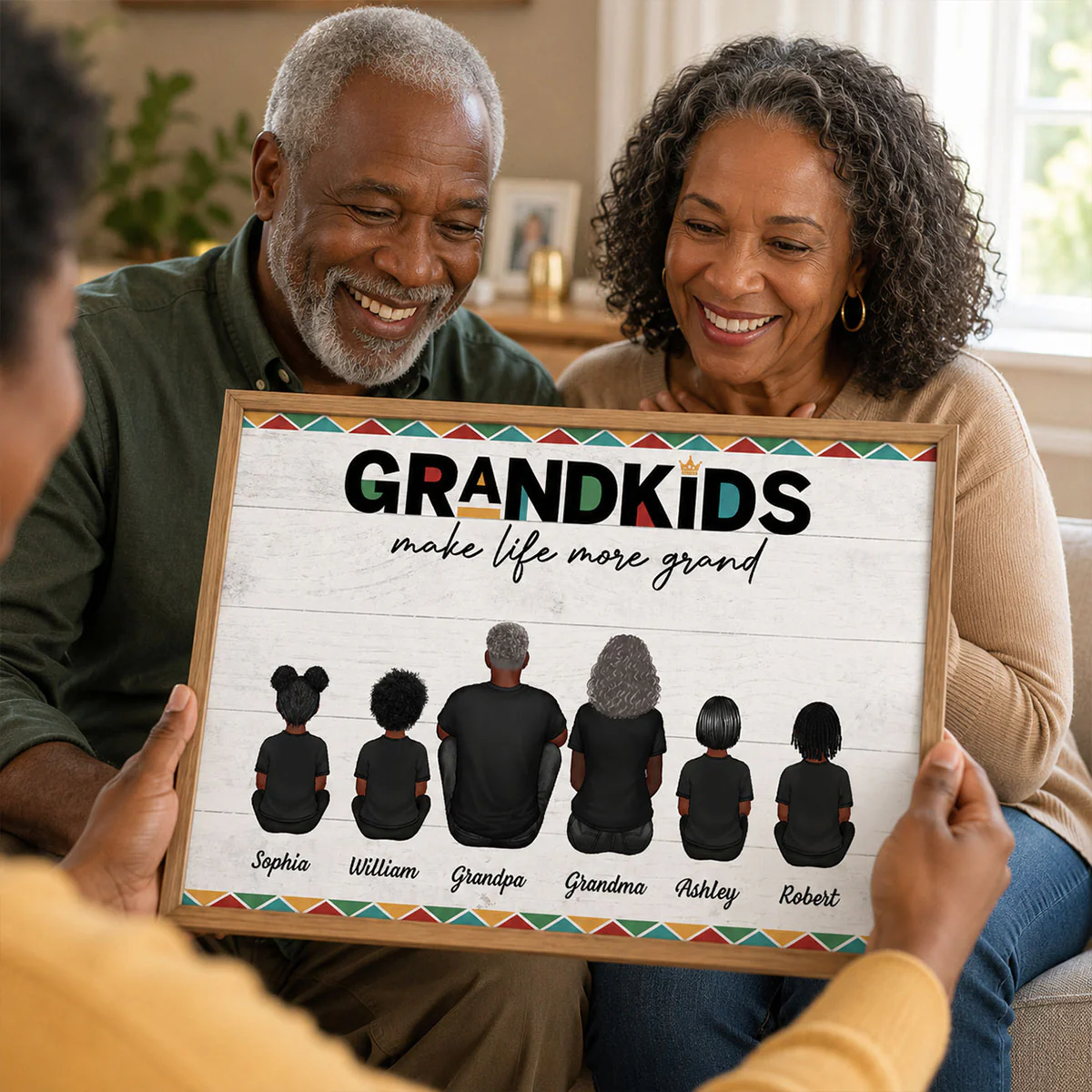 Tribal Pattern Grandkids Make Life Grand - Personalized Poster - Gift For National Grandparents Day - Image 9
