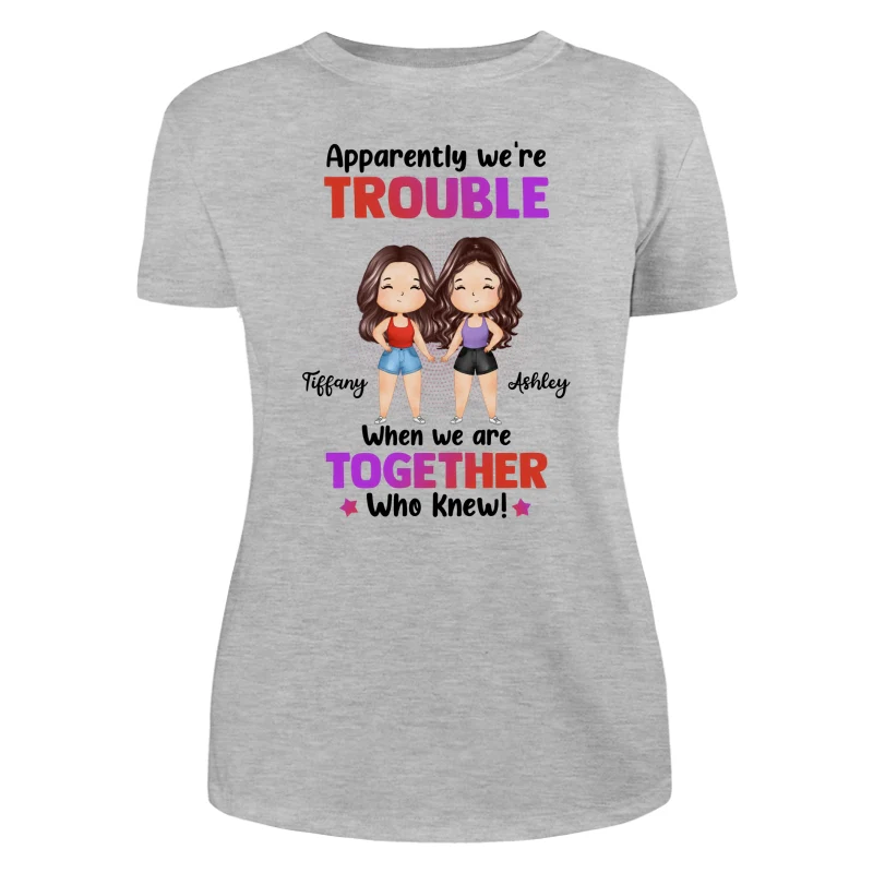 Trouble Besties Best Friends Watercolor Personalized Shirt - Image 10