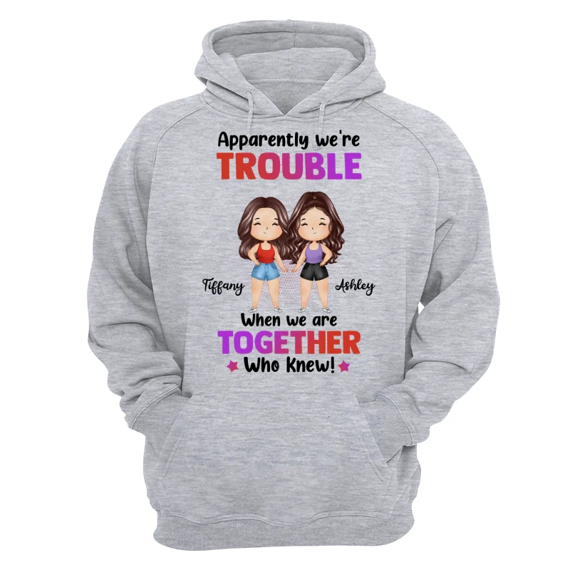 Trouble Besties Best Friends Watercolor Personalized Shirt - Image 14