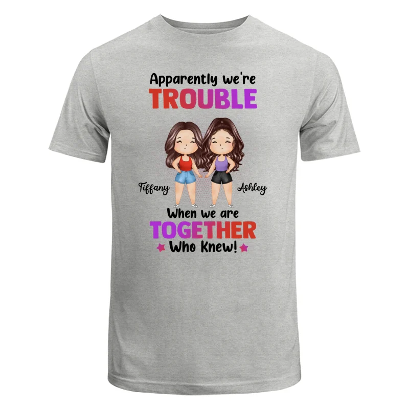Trouble Besties Best Friends Watercolor Personalized Shirt - Image 6