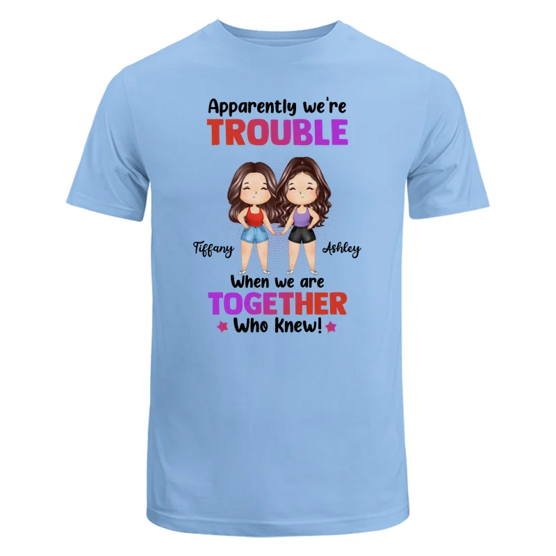 Trouble Besties Best Friends Watercolor Personalized Shirt - Image 8