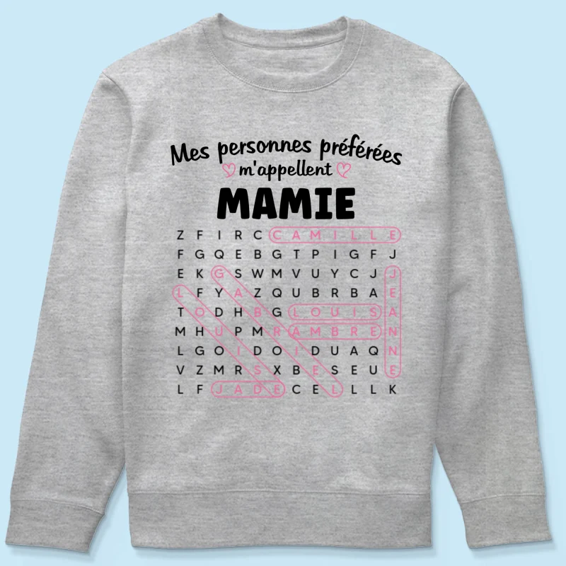 T-shirt Personnalisé Mots Fléchés - Mes personnes préférées m'appellent Mamie - Cadeau pour Grand-Mère - Image 21