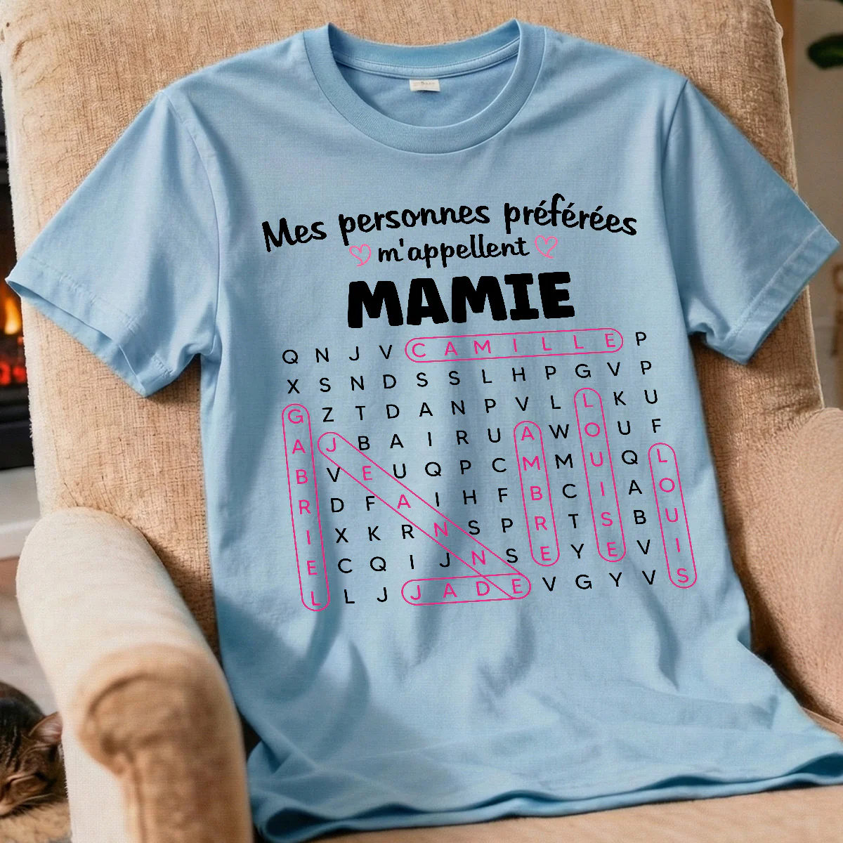 T-shirt Personnalisé Mots Fléchés - Mes personnes préférées m'appellent Mamie - Cadeau pour Grand-Mère - Image 5